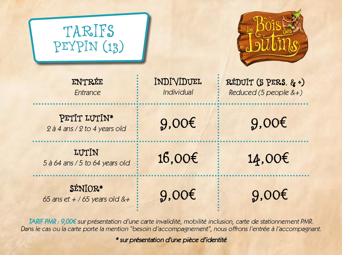 Tarifs entrées attraction 2026